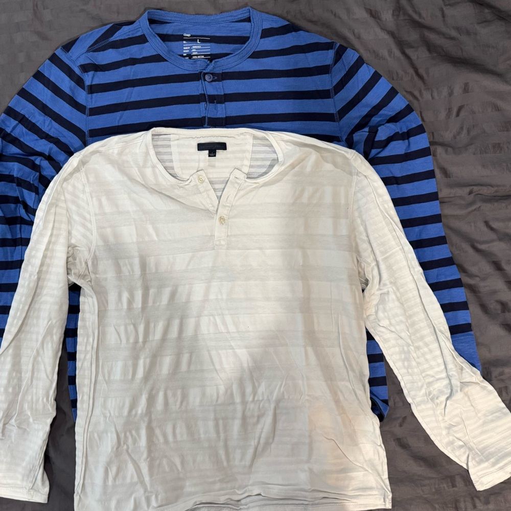Zachary Prell Blue and White Striped Men's Shirts
